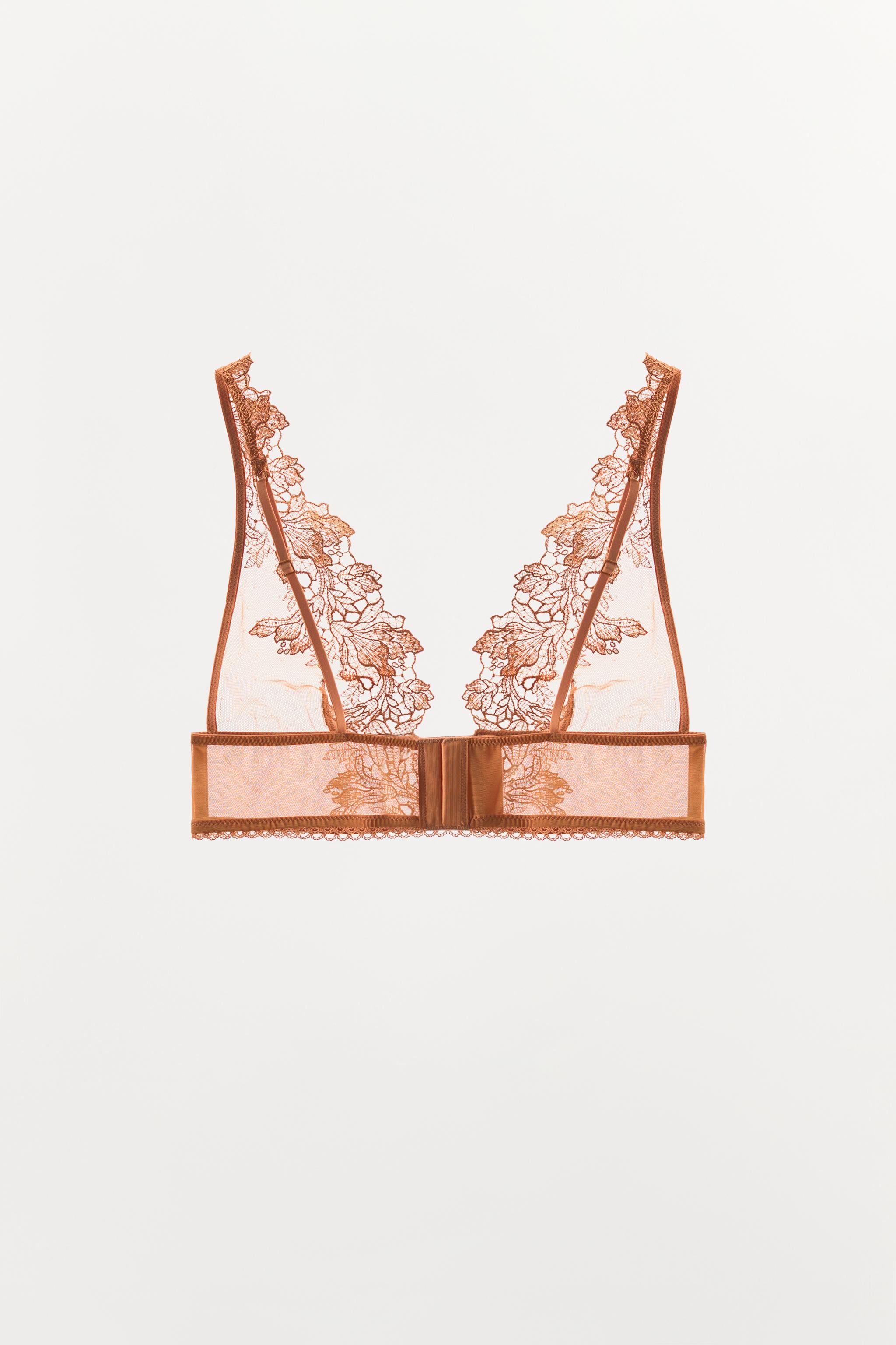 MESH AND LACE TRIANGLE BRA